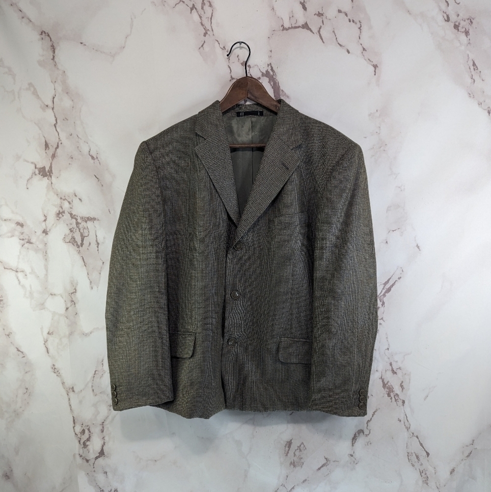 Emanuel Ungaro Blazer Mens Large 42 S Short Brown Silk Wool Sport Coat Jacket